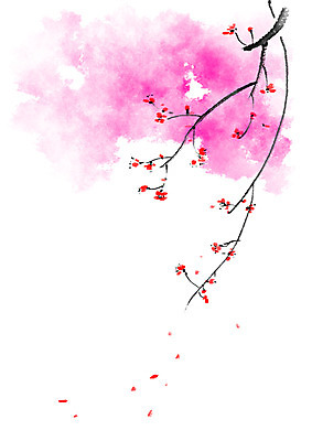 PSD 꽃잎 꽃 일러스트 캘리그라피 자연 꽃나무 사람없음 나뭇가지 떨어짐 국내일러스트 나무 식물 컨셉 생태계 파일형식