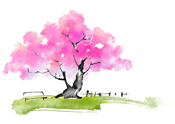 PSD 나무 공원 꽃 벤치 일러스트 캘리그라피 자연 사람없음 울타리 국내일러스트 식물 공공시설 의자 담장 생태계 파일형식