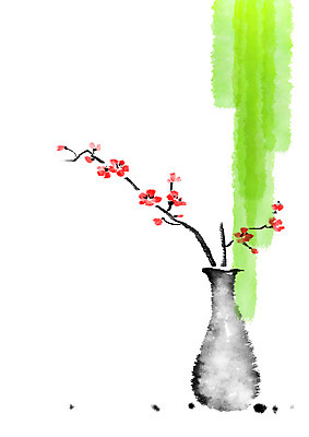 PSD 꽃 일러스트 캘리그라피 자연 사람없음 꽃병 나뭇가지 국내일러스트 나무 식물 생태계 파일형식