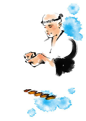 PSD 남자 일러스트 캘리그라피 요리 한명 상반신 성인 요리사 초밥 일식요리사 일본음식 국내일러스트 직업 1 음식 사람 파일형식