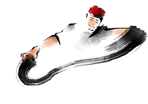 PSD 남자 일러스트 캘리그라피 붓터치 요리 한명 상반신 성인 중식 요리사 반죽 밀가루반죽 수타 수타면 국내일러스트 직업 1 음식 사람 파일형식