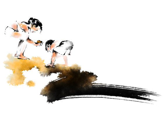 PSD 여자 남자 어린이 바다 일러스트 캘리그라피 붓터치 해변 두명 여름 여름휴가 바캉스 모래놀이 어린이만 국내일러스트 계절 모래 놀이 휴가 사람 파일형식 여름_계절