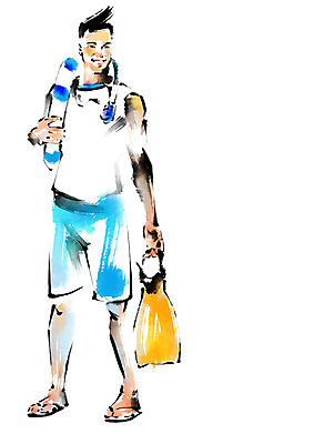 전신 PSD 남자 수영복 바다 일러스트 캘리그라피 레저 한명 서기 성인 여름 여름휴가 바캉스 오리발 튜브 스노클링용품 국내일러스트 1 옷 계절 스포츠용품 모션 휴가 사람 스노클링 파일형식 여름_계절