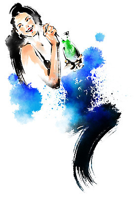 PSD 여자 음료 바다 일러스트 캘리그라피 붓터치 한명 상반신 성인 여름 여름휴가 바캉스 번짐 국내일러스트 1 계절 휴가 사람 파일형식 효과 여름_계절