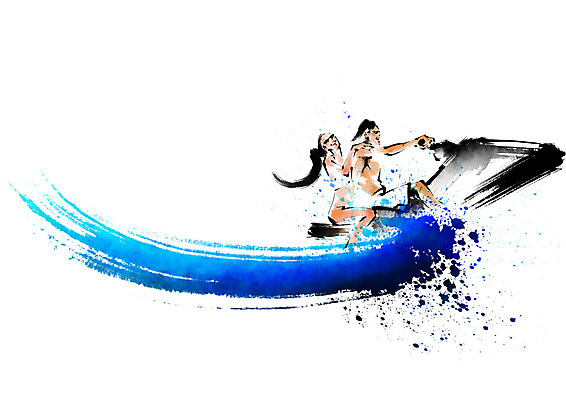 PSD 커플 여자 남자 바다 일러스트 캘리그라피 레저 붓터치 성인 두명 여름 여름휴가 바캉스 번짐 제트스키 국내일러스트 계절 관계 휴가 사람 수상스포츠 파일형식 효과 여름_계절