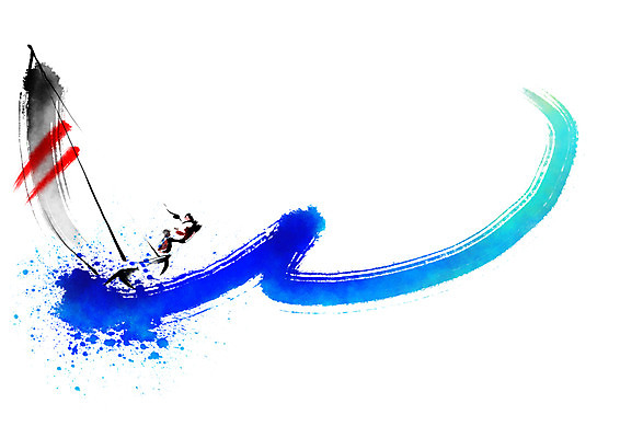 PSD 바다 일러스트 캘리그라피 레저 붓터치 한명 성인 여름 여름휴가 바캉스 윈드서핑 번짐 윈드서퍼 국내일러스트 1 계절 휴가 사람 수상스포츠 서퍼 파일형식 효과 여름_계절