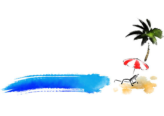 PSD 일러스트 캘리그라피 자연 붓터치 해변 사람없음 여름 여름휴가 바캉스 야자수 파라솔 선베드 국내일러스트 나무 계절 바다 의자 휴가 생태계 파일형식 여름_계절