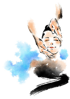 PSD 우먼라이프 손 여자 일러스트 캘리그라피 붓터치 상반신 성인 두명 눕기 뷰티 눈감음 스파 마사지 국내일러스트 라이프스타일 모션 사람 신체부위 파일형식