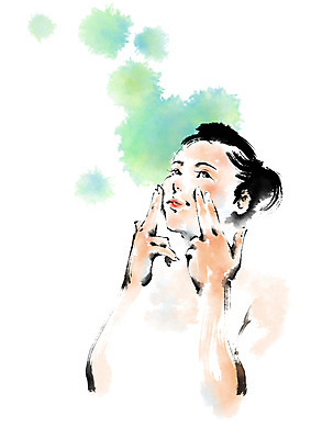 PSD 우먼라이프 여자 일러스트 캘리그라피 한명 상반신 성인 뷰티 스파 마사지 피부관리 국내일러스트 1 라이프스타일 사람 파일형식