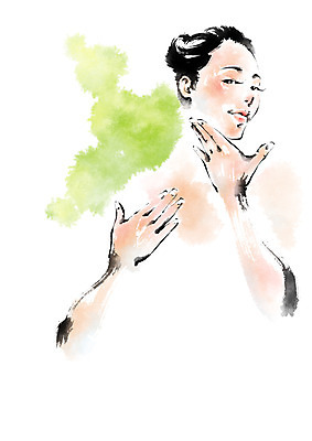 PSD 우먼라이프 여자 일러스트 캘리그라피 한명 상반신 성인 뷰티 스파 마사지 피부관리 국내일러스트 1 라이프스타일 사람 파일형식