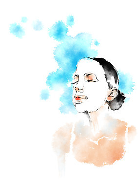 PSD 우먼라이프 여자 일러스트 캘리그라피 한명 상반신 성인 뷰티 눈감음 마사지 마스크팩 국내일러스트 1 라이프스타일 모션 사람 팩 파일형식