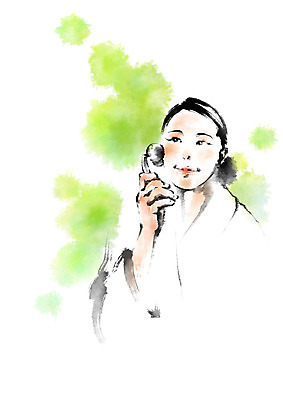 PSD 우먼라이프 여자 일러스트 캘리그라피 한명 상반신 성인 뷰티 스파 마사지 피부관리 마사지기 국내일러스트 1 라이프스타일 사람 파일형식