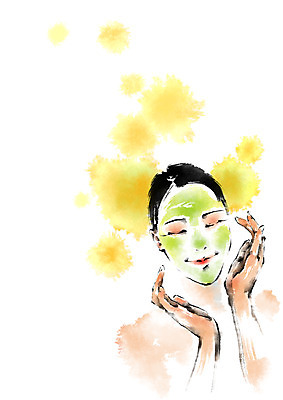 PSD 우먼라이프 여자 일러스트 캘리그라피 한명 상반신 성인 뷰티 눈감음 스파 마사지 피부관리 팩 국내일러스트 1 라이프스타일 모션 사람 화장품 파일형식