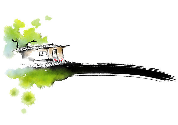 PSD 일러스트 캘리그라피 붓터치 풍경 사람없음 시골 시골집 번짐 국내일러스트 주택 파일형식 효과