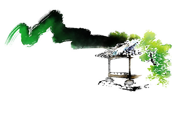 PSD 한국전통 건축물 한국건축 일러스트 캘리그라피 자연 산 사람없음 시골 정자 국내일러스트 전통 건축 한국 생태계 파일형식