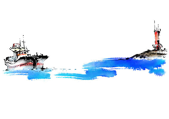 PSD 바다 일러스트 캘리그라피 자연 등대 사람없음 어선 선박 국내일러스트 수상교통 배_교통 생태계 파일형식