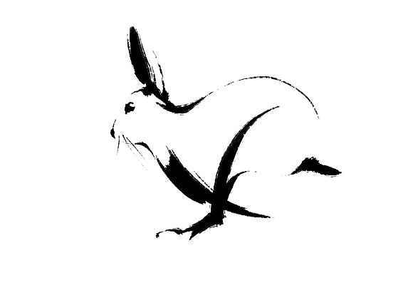 PSD 한마리 일러스트 캘리그라피 자연 수묵화 사람없음 토끼 국내일러스트 1 포유류 미술 반려동물 생태계 파일형식