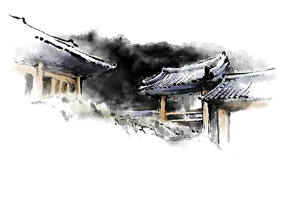 PSD 한국전통 건축물 한국건축 일러스트 캘리그라피 한옥 수묵화 사람없음 국내일러스트 전통 건축 고건축 한국 미술 파일형식