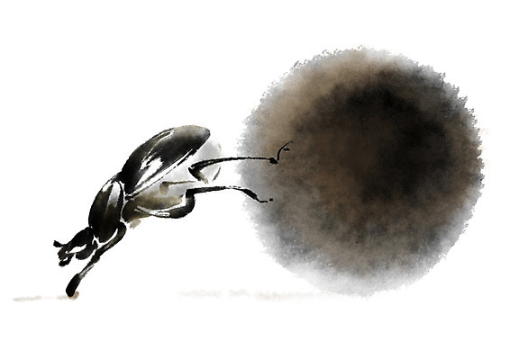 PSD 한마리 절지류 일러스트 캘리그라피 자연 수묵화 사람없음 흙 먹 쇠똥구리 국내일러스트 동물 1 곤충 서예 미술 생태계 파일형식