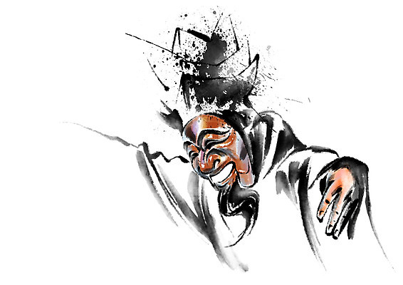 PSD 한국전통 남자 일러스트 캘리그라피 한명 상반신 한복 탈춤 전통무용 번짐 양반 양반갓 국내일러스트 1 전통 한국 사람 춤 전통의상 전통공연 신분 파일형식 효과