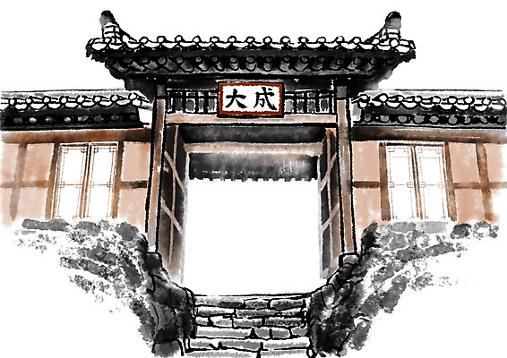 PSD 한국전통 건축물 한국건축 일러스트 캘리그라피 출입구 한옥 수묵화 사람없음 계단 대문 현판 국내일러스트 전통 건축 고건축 한국 미술 문 파일형식