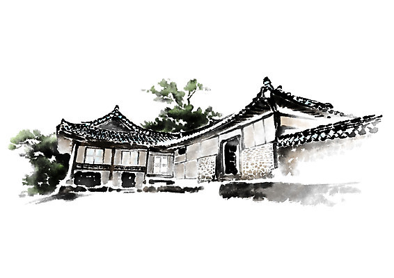PSD 한국전통 건축물 한국건축 일러스트 캘리그라피 한옥 수묵화 사람없음 국내일러스트 전통 건축 고건축 한국 미술 파일형식