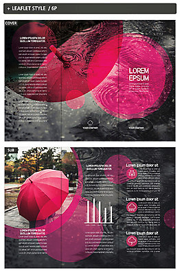 템플릿 표지디자인 표지 ZIP 내지 리플렛 분홍색 우산 3단접지 그래프 팜플렛 사람없음 눈 원형 비 빗방울 인디자인 INDD 이미지템플릿 자연요소 도형 컬러 날씨 비_날씨 파일형식