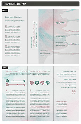 템플릿 표지디자인 표지 ZIP 내지 리플렛 3단접지 수채화 팜플렛 사람없음 물감 번짐 감성 물감효과 인디자인 INDD 이미지템플릿 컨셉 미술도구 파일형식 효과