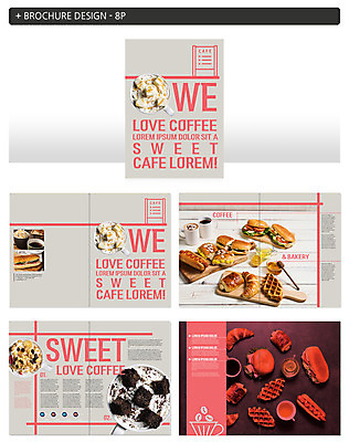 템플릿 ZIP 커피 빵 샌드위치 팜플렛 사람없음 초콜릿 카페 달콤 커피잔 각설탕 시리얼 크루아상 핫도그 와플 나무도마 인디자인 INDD 뺑오쇼콜라 이미지템플릿 음료 음식 디저트 잔 도마 패스트푸드 목재 상점 맛 설탕 파일형식