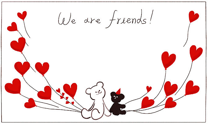 PSD 캐릭터 일러스트 곰 프레임 사람없음 친구 고깔모자 하트 백곰 풍선 프레임일러스트 하트프레임 흑곰 일러캐릭터 모양 동물 모자_잡화 포유류 관계 파일형식