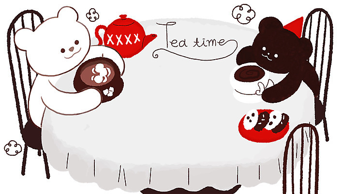 PSD 캐릭터 커피 음료 의자 일러스트 곰 탁자 티타임 디저트 프레임 사람없음 친구 쿠키 백곰 프레임일러스트 흑곰 일러캐릭터 동물 음식 가구 포유류 관계 휴식 파일형식