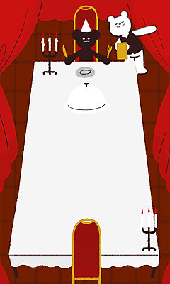 PSD 캐릭터 그릇 일러스트 곰 식탁 프레임 요리 사람없음 친구 식사 저녁 백곰 프레임일러스트 흑곰 일러캐릭터 동물 식기 포유류 관계 탁자 야간 파일형식