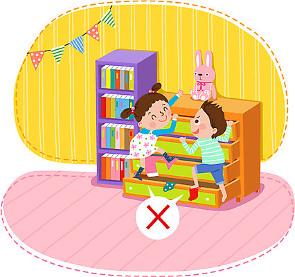 전신 여자 남자 어린이 인형 일러스트 장난 책장 안전 두명 위험 안전교육 가랜드 옷장놀이 국내일러스트 AI파일 교육 가구 컨셉 놀이 사람 파티용품 파일형식 벡터