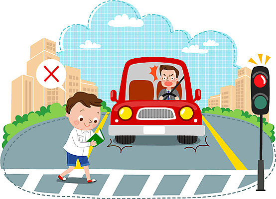전신 구름 남자 도로 어린이 일러스트 자동차 안전 상반신 성인 두명 건물 책 횡단보도 위험 신호등 무단횡단 스쿨존 무단 국내일러스트 AI파일 자연요소 건축물 길 육상교통 컨셉 교통시설 사람 보행로 횡단 파일형식 벡터