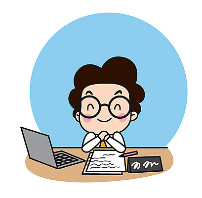 캐릭터 남자 종이 스티커 일러스트 직업캐릭터 한명 웃음 앉기 상반신 성인 노트북 과학자 책상 명패 일러캐릭터 AI파일 직업 1 과학 가구 모션 표정 사람 전자제품 학자 파일형식 벡터