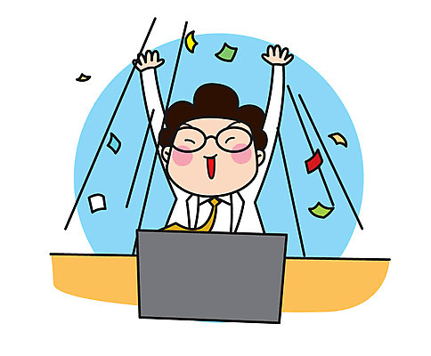 캐릭터 남자 스티커 일러스트 성공 직업캐릭터 한명 앉기 상반신 성인 노트북 기쁨 만세 과학자 일러캐릭터 AI파일 직업 1 감정 과학 컨셉 모션 사람 전자제품 학자 파일형식 벡터