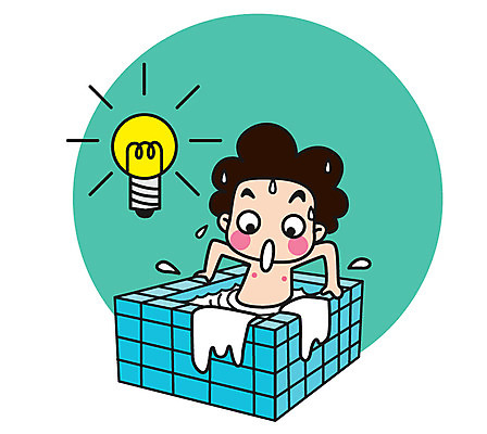 캐릭터 남자 스티커 일러스트 전구 아이디어 직업캐릭터 한명 상반신 성인 목욕탕 과학자 아르키메데스 아르키메데스의법칙 일러캐릭터 AI파일 직업 1 과학 컨셉 사람 학자 파일형식 벡터