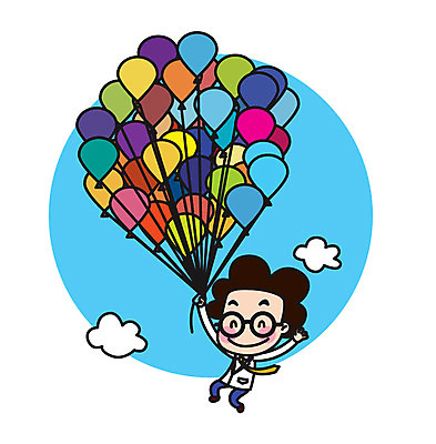 전신 구름 캐릭터 남자 스티커 일러스트 하늘 직업캐릭터 한명 성인 비행 과학자 풍선 일러캐릭터 AI파일 자연요소 직업 1 과학 사람 학자 파일형식 벡터