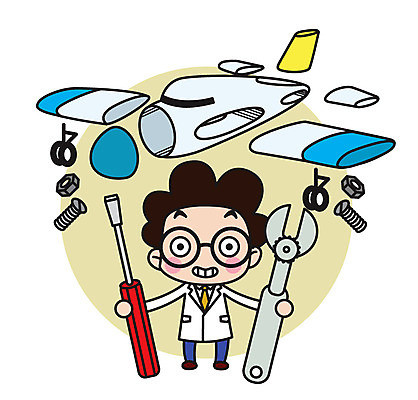 전신 캐릭터 남자 스티커 일러스트 비행기 직업캐릭터 한명 성인 도구 과학자 분해 조립 일러캐릭터 AI파일 직업 1 과학 항공교통 대중교통 사람 학자 파일형식 벡터