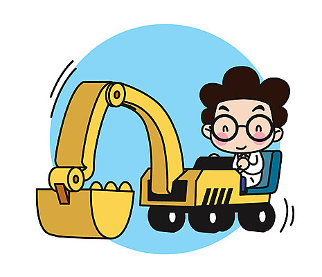 캐릭터 남자 스티커 일러스트 직업캐릭터 한명 앉기 상반신 성인 운전 포크레인 과학자 일러캐릭터 AI파일 직업 1 과학 모션 사람 중장비 학자 파일형식 벡터