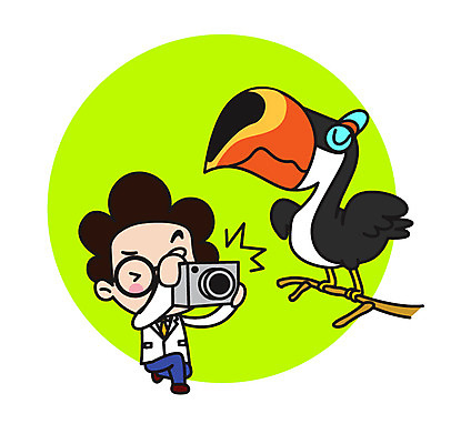 전신 캐릭터 남자 스티커 일러스트 조류 직업캐릭터 한명 서기 들기 성인 카메라 사진촬영 과학자 큰부리새 희귀동물 일러캐릭터 AI파일 동물 직업 1 과학 모션 사람 전자제품 촬영 학자 파일형식 벡터
