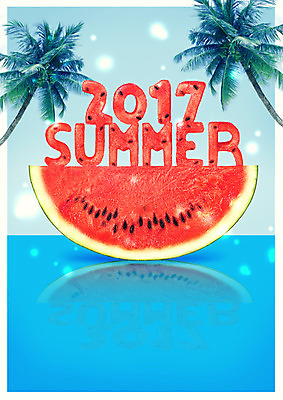 PSD 편집이미지 포스터 바다 여름음식 수박 타이포그라피 사람없음 여름 여름휴가 바캉스 야자수 시원함 2017년 제철음식 제철과일 이미지편집 나무 문자 계절 음식 과일 휴가 연도 제철 파일형식 여름_계절