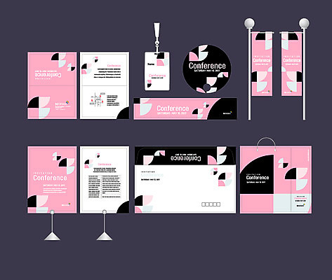 템플릿 배너템플릿 분홍색 무늬 이벤트 사람없음 세트 쇼핑백 현수막 전단 엽서 초대장 패키지 약도 사원증 박람회 손부채 기업홍보 소봉투 행사세트 행사템플릿 AI파일 배너 컬러 지도 가방 비즈니스 편지봉투 카드_감사 편지 홍보물 파일형식 벡터