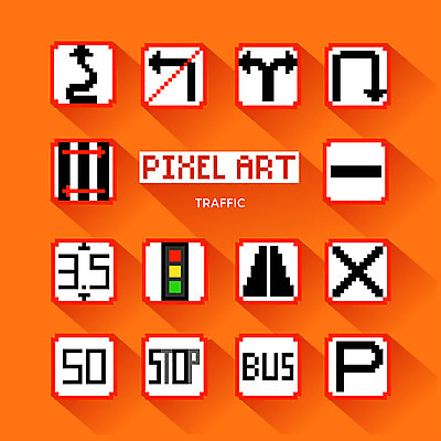 아이콘 교통 사람없음 금지 표지판 정지 커브길 신호등 주차 속도 도로표지판 웹아이콘 유턴 좌회전금지 주차장표시 픽셀 픽셀아이콘 2D아이콘 AI파일 도로 모션 표시 알림판 파일형식 벡터