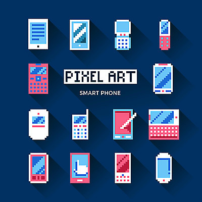 아이콘 사람없음 스마트폰 핸드폰 태블릿 변화 웹아이콘 무전기 슬라이드폰 픽셀 픽셀아이콘 폴더폰 2D아이콘 AI파일 컨셉 무선통신 전자제품 스마트기기 파일형식 벡터