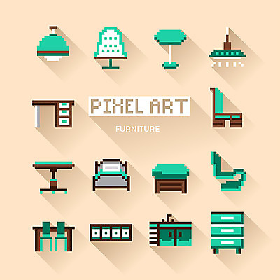 아이콘 가구 의자 식탁 조명 선반 사람없음 초록색 인테리어 침대 책상 싱크대 웹아이콘 픽셀 픽셀아이콘 2D아이콘 AI파일 디자인 컬러 생활용품 탁자 개수대 파일형식 벡터