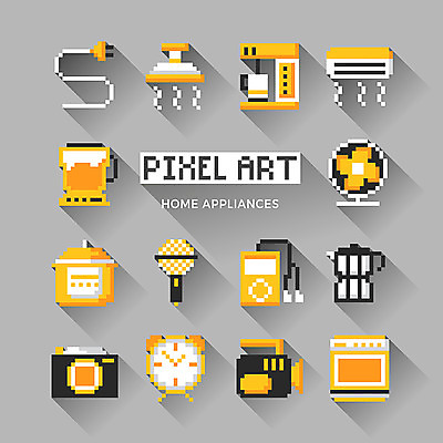 아이콘 시계 사람없음 인테리어 노란색 카메라 선풍기 콘센트 오븐 전기에너지 MP3 커피메이커 믹서 에어컨 마이크 웹아이콘 캠코더 밥솥 환풍기 픽셀 픽셀아이콘 2D아이콘 AI파일 디자인 컬러 음향기기 주방용품 전자제품 장비 가전제품 에너지 커피용품 파일형식 벡터