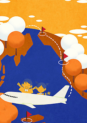 PSD 나무 구름 여자 남자 지구 어린이 여행 일러스트 하늘 비행기 상반신 두명 세계 깃발 국내일러스트 자연요소 식물 항공교통 대중교통 사람 파일형식