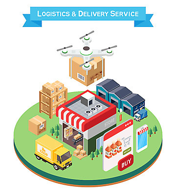 일러스트 모바일 사람없음 트럭 배송 창고 택배 결제 마트 주문 택배상자 아이소메트릭 드론 물류창고 국내일러스트 AI파일 자동차 상자 상점 운송업 파일형식 벡터