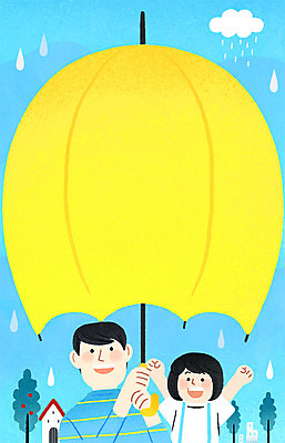 PSD 나무 구름 여자 남자 어린이 일러스트 우산 주택 프레임 서기 웃음 상반신 성인 두명 건물 여름 산책 비 장마 프레임일러스트 국내일러스트 자연요소 식물 건축물 계절 모션 날씨 휴식 표정 사람 비_날씨 파일형식